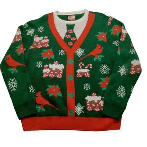 Party Sweater Dec 25th XL Men's Ugly Christmas Green Acrylic